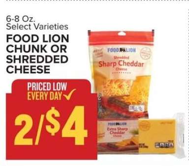 Food Lion Chunk or Shredded Cheese