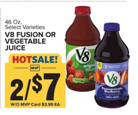 V8 Fusion or Vegetable Juice