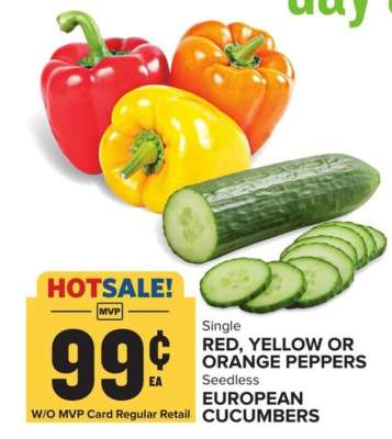 Red, Yellow or Orange Peppers / European Cucumbers