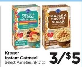 Kroger Instant Oatmeal