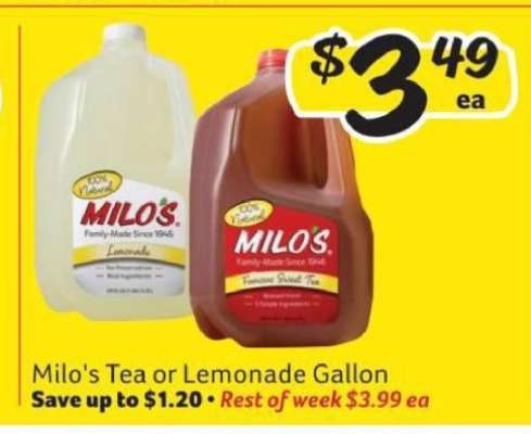 Milo's Tea or Lemonade Gallon