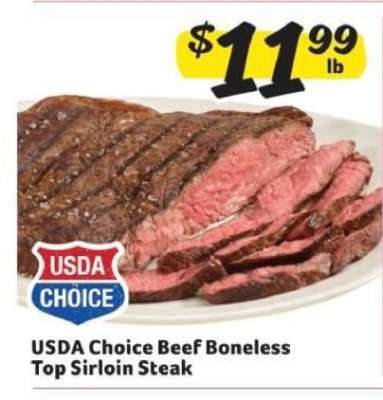 USDA Choice Beef Boneless Top Sirloin Steak