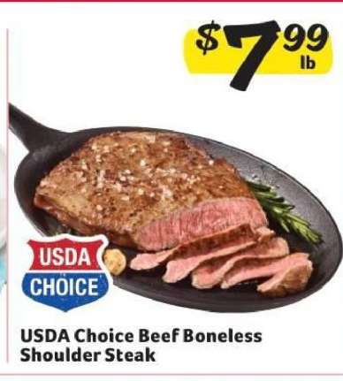 USDA Choice Beef Boneless Shoulder Steak