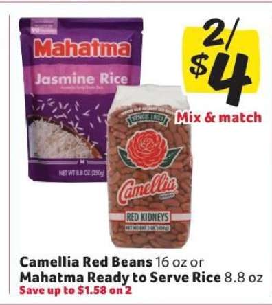 Camellia Red Beans or Mahatma Ready to Serve Rice