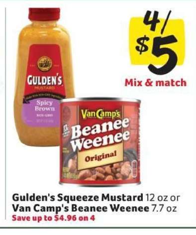 Gulden's Squeeze Mustard or Van Camp's Beanee Weenee