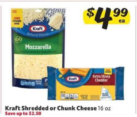 Kraft Shredded or Chunk Cheese*