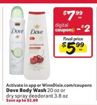 Dove Body Wash or Dry Spray Deodorant