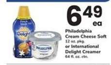Philadelphia Cream Cheese Soft or International Delight Creamer