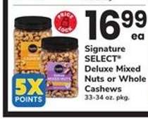 Signature SELECT Deluxe Mixed Nuts or Whole Cashews