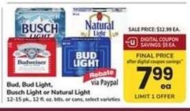 Bud, Bud Light, Busch Light or Natural Light
