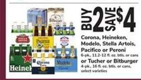 Corona, Heineken, Modelo, Stella Artois, Pacifico, Peroni, Tucher, Bitburger