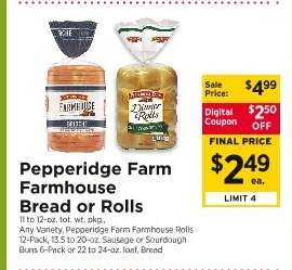 Pepperidge Farm Farmhouse Bread or Rolls