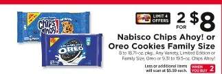 Nabisco Chips Ahoy! or Oreo Cookies Family Size