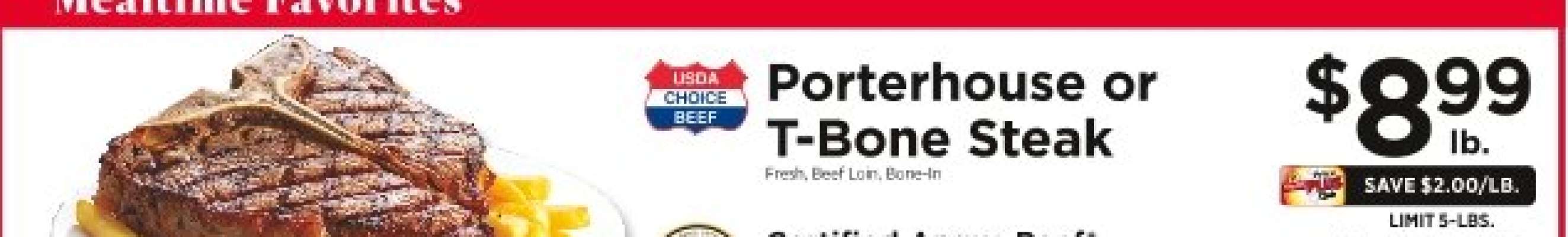 Porterhouse or T-Bone Steak