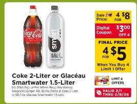 Coke 2-Liter or Glacéau Smartwater 1.5-Liter