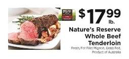 Nature's Reserve Whole Beef Tenderloin