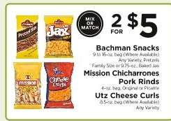 Bachman Snacks, Mission Chicharrones Pork Rinds, Utz Cheese Curls