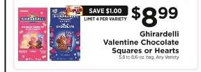 Ghirardelli Valentine Chocolate Squares or Hearts