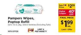 Pampers Wipes PopTop Refill