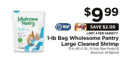 1-lb Bag Wholesome Pantry Large Cleaned Shrimp