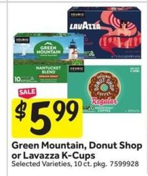 Green Mountain, Donut Shop or Lavazza K-Cups