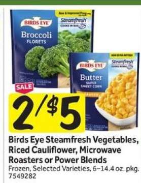 Birds Eye Steamfresh Vegetables, Riced Cauliflower, Microwave Roasters or Power Blends