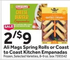 Ali Mags Spring Rolls or Coast to Coast Kitchen Empanadas