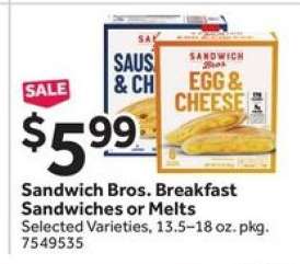 Sandwich Bros. Breakfast Sandwiches or Melts