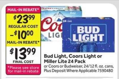 Bud Light, Coors Light or Miller Lite 24 Pack
