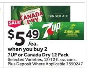 7UP or Canada Dry 12 Pack