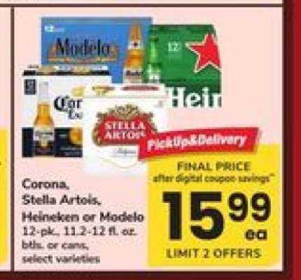 Corona, Stella Artois, Heineken or Modelo