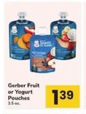 Gerber Fruit or Yogurt Pouches