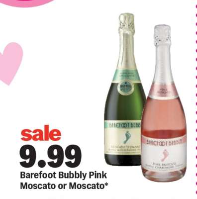 Barefoot Bubbly Pink Moscato or Moscato