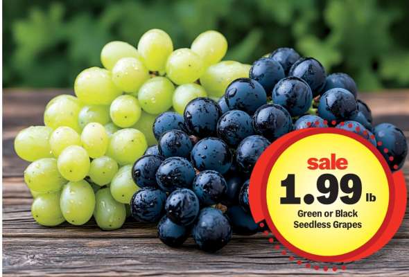 Green or Black Seedless Grapes