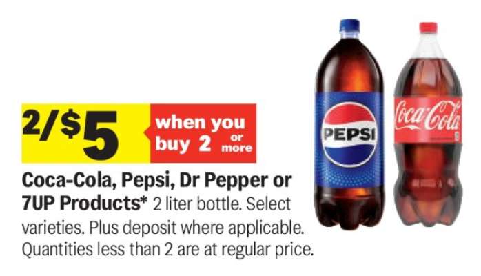 Coca-Cola, Pepsi, Dr Pepper or 7UP Products*