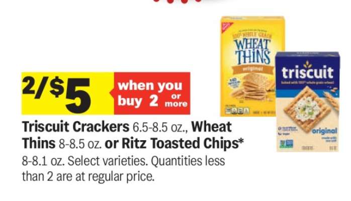 Triscuit Crackers, Wheat Thins, Ritz Toasted Chips