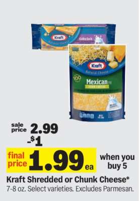 Kraft Shredded or Chunk Cheese*