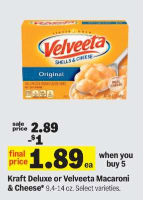 Kraft Deluxe or Velveeta Macaroni & Cheese