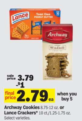 Archway Cookies or Lance Crackers