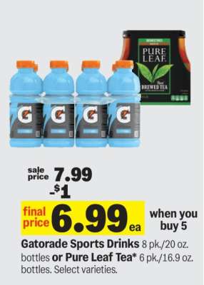 Gatorade Sports Drinks or Pure Leaf Tea