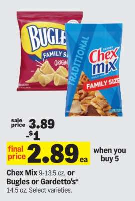Chex Mix or Bugles or Gardetto's