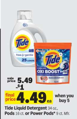 Tide Liquid Detergent, Pods or Power Pods