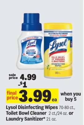 Lysol Disinfecting Wipes, Toilet Bowl Cleaner, or Laundry Sanitizer