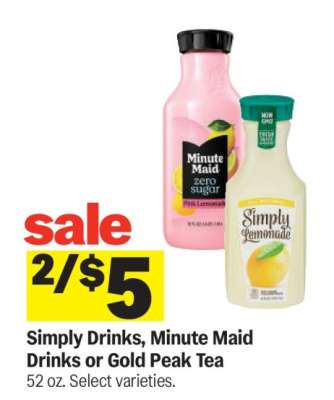 Simply Drinks, Minute Maid Drinks or Gold Peak Tea