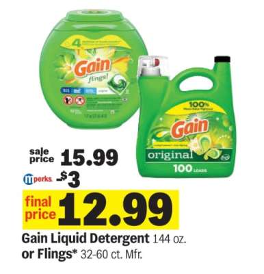 Gain Liquid Detergent or Flings