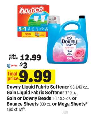 Downy Liquid Fabric Softener or Bounce Sheets