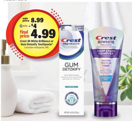 Crest 3D White Brilliance or Gum Detoxify Toothpaste