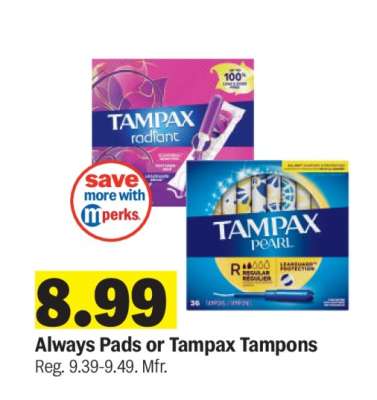 Always Pads or Tampax Tampons