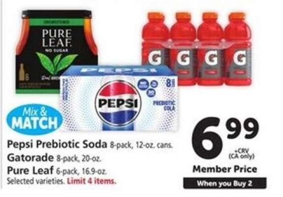 Pepsi Prebiotic Soda, Gatorade, Pure Leaf