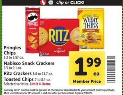 Pringles Chips, Nabisco Snack Crackers, Ritz Crackers, Toasted Chips